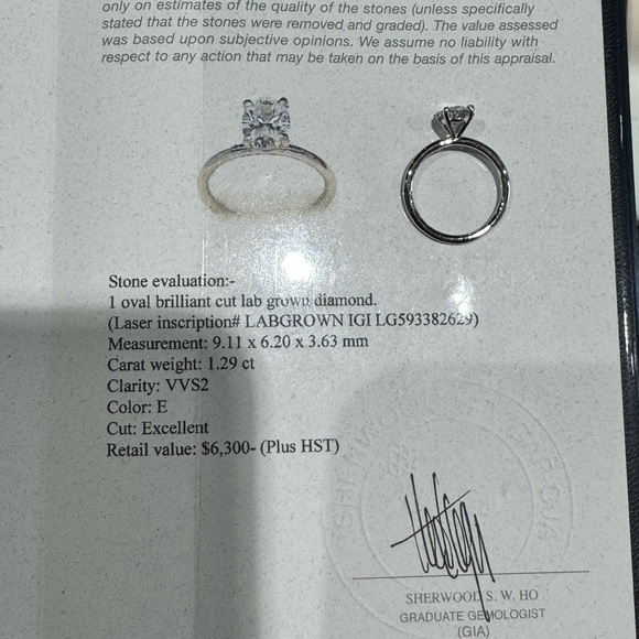 -SOLD-14k White Gold Oval Brilliant Cut Lab-Grown Diamond Ring 1.29CT - Picture 4 of 5